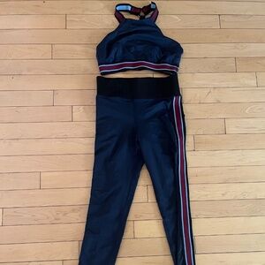 MICHI 2-pc Speed Yoga Set Halter Sports Bra + Capri leggings Navy Blue XS